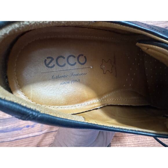ECCO Black Leather Shock Point Lace Up Dress Shoes Oxfords EU 44